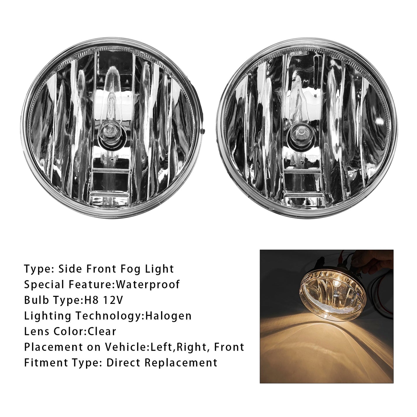 Coppia di fari fendinebbia anteriori con lampadine per GMC Sierra 1500 2007-2013