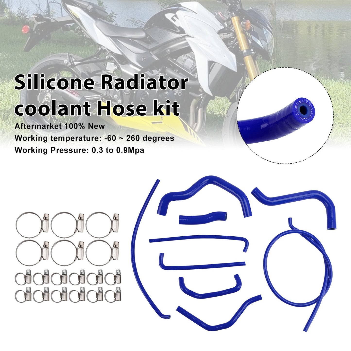 Kit di tubi flessibili in silicone per il liquido di raffreddamento del radiatore per Suzuki GSX-S750/Z 2017-2025