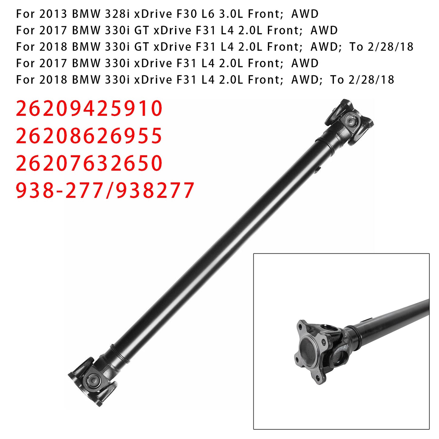Gruppo albero di trasmissione anteriore AWD BMW M240i xDrive F23 L6 3.0L 2017-2018 26207632650 26209425910