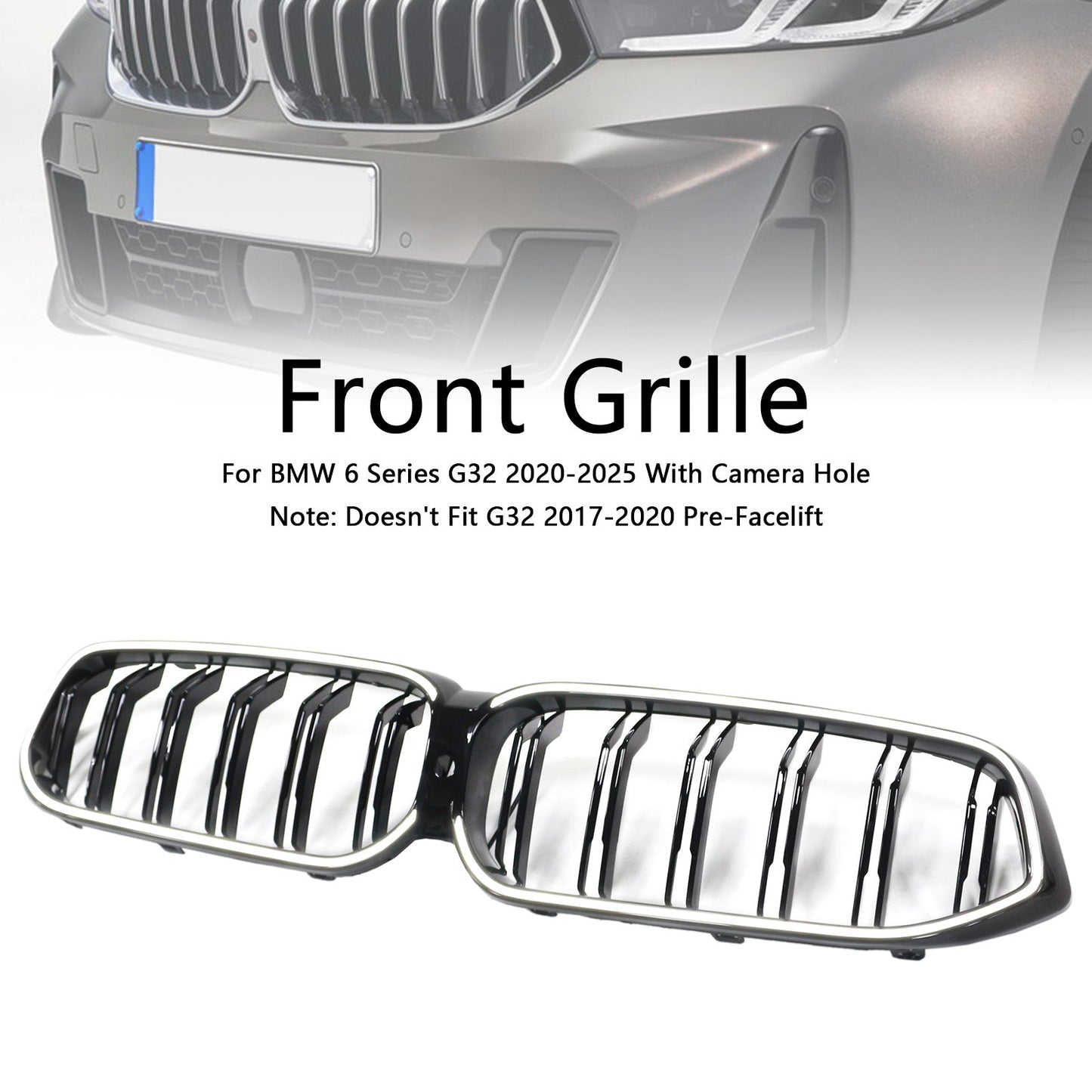 Griglia anteriore a doppio rene nera BMW Serie 6 G32 2020-2025