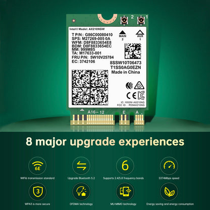 Modulo AX210 Bluetooth 5374Mbps Scheda di rete Gigabit ad alta velocità Supporta WIFI6