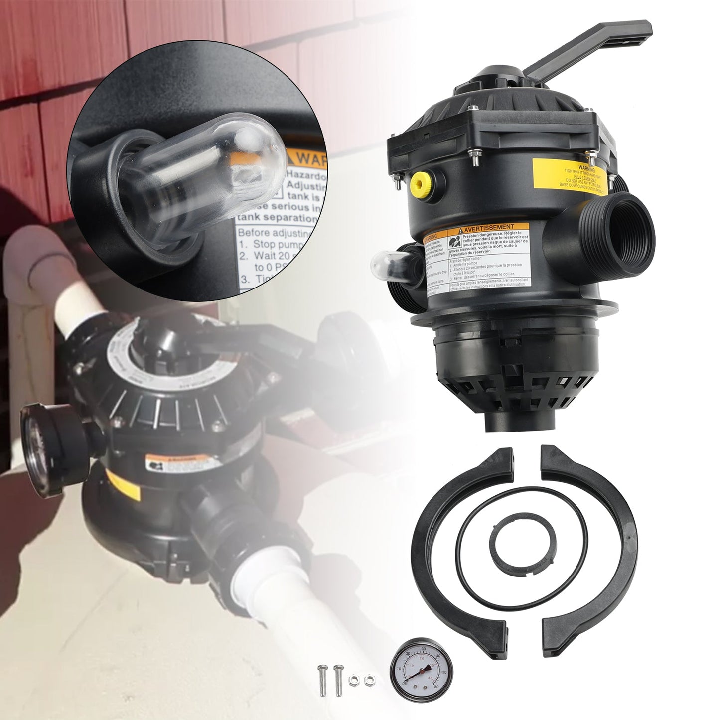 262506 Valvola a morsetto a 6 vie da 1-1/2" pollici compatibile con filtro a sabbia per piscina e spa