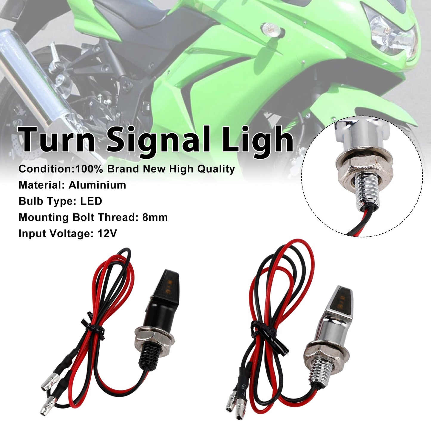 Indicatore di direzione a LED da 12 V, 8 mm, universale per moto Yamaha