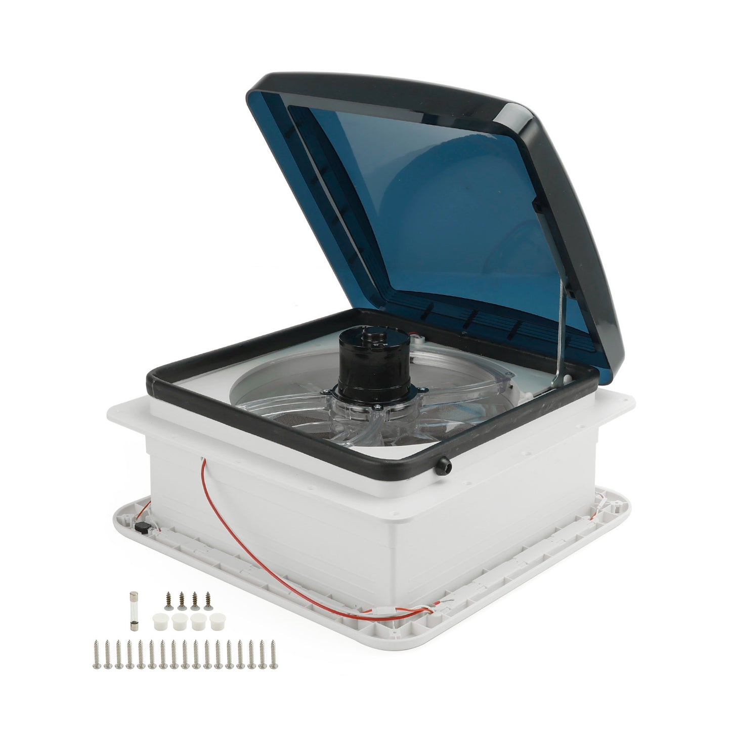 Ventilatore da tetto per camper da 14 pollici, motore a 3 velocità, lucernario da 12 V con luce a LED