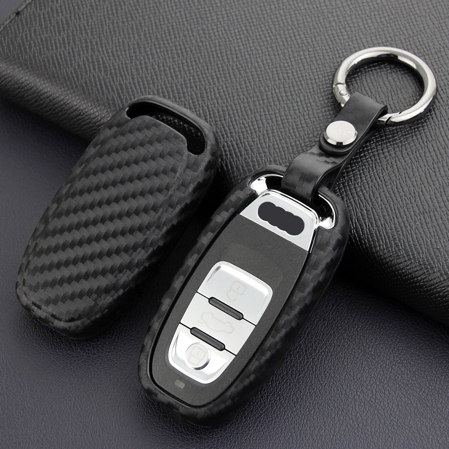 Custodia in pelle e silicone per chiave auto con fibbia per Audi