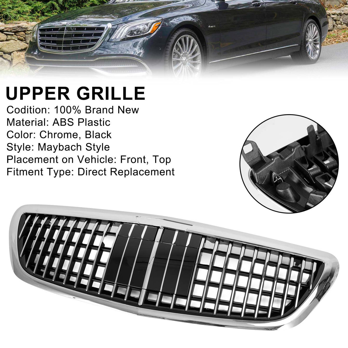 S680 Maybach Style Grille Fit Mercedes Benz W222 S Classe 2014-2020 con ACC