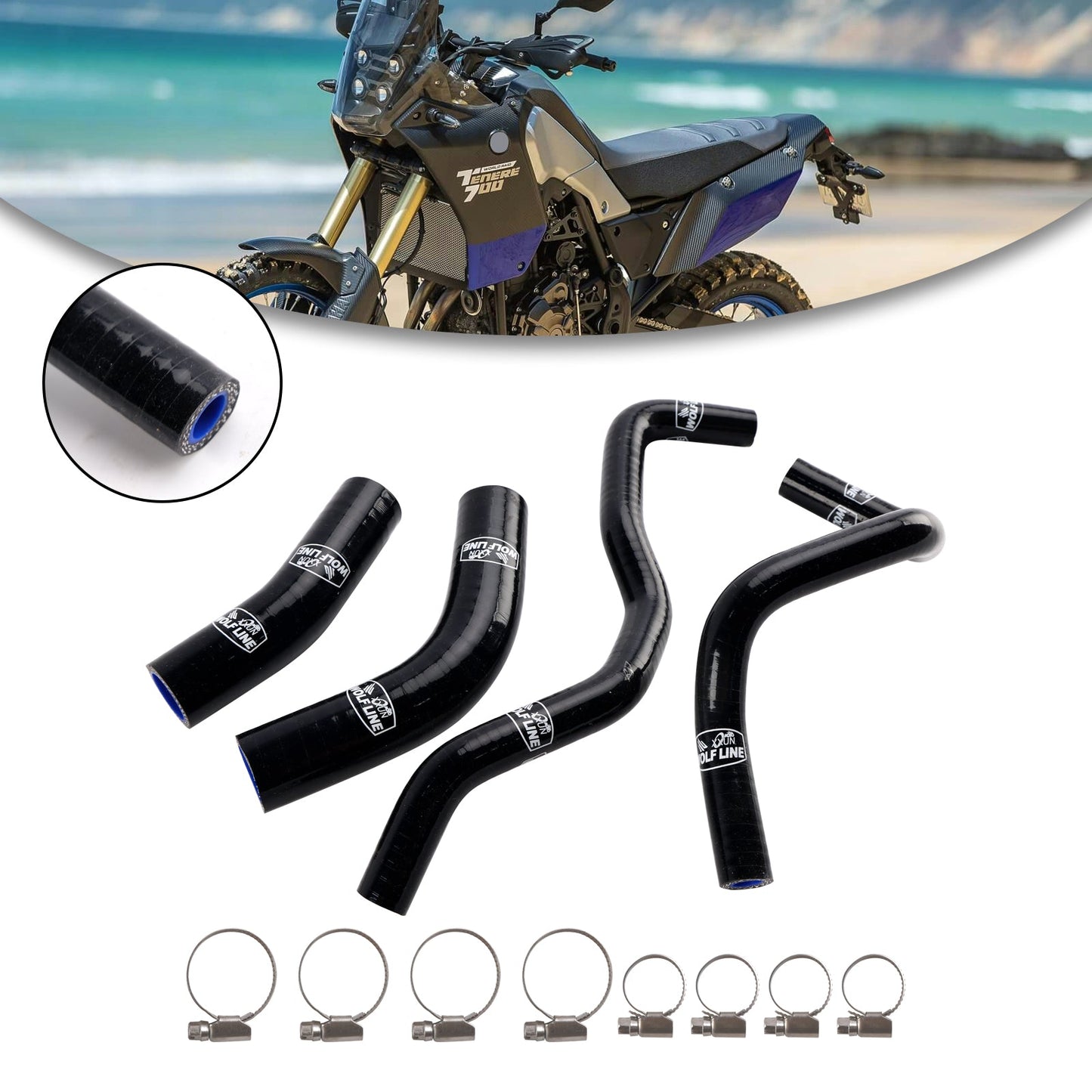 Kit tubo flessibile di raffreddamento radiatore in silicone Yamaha Tenere 700 2019-2024
