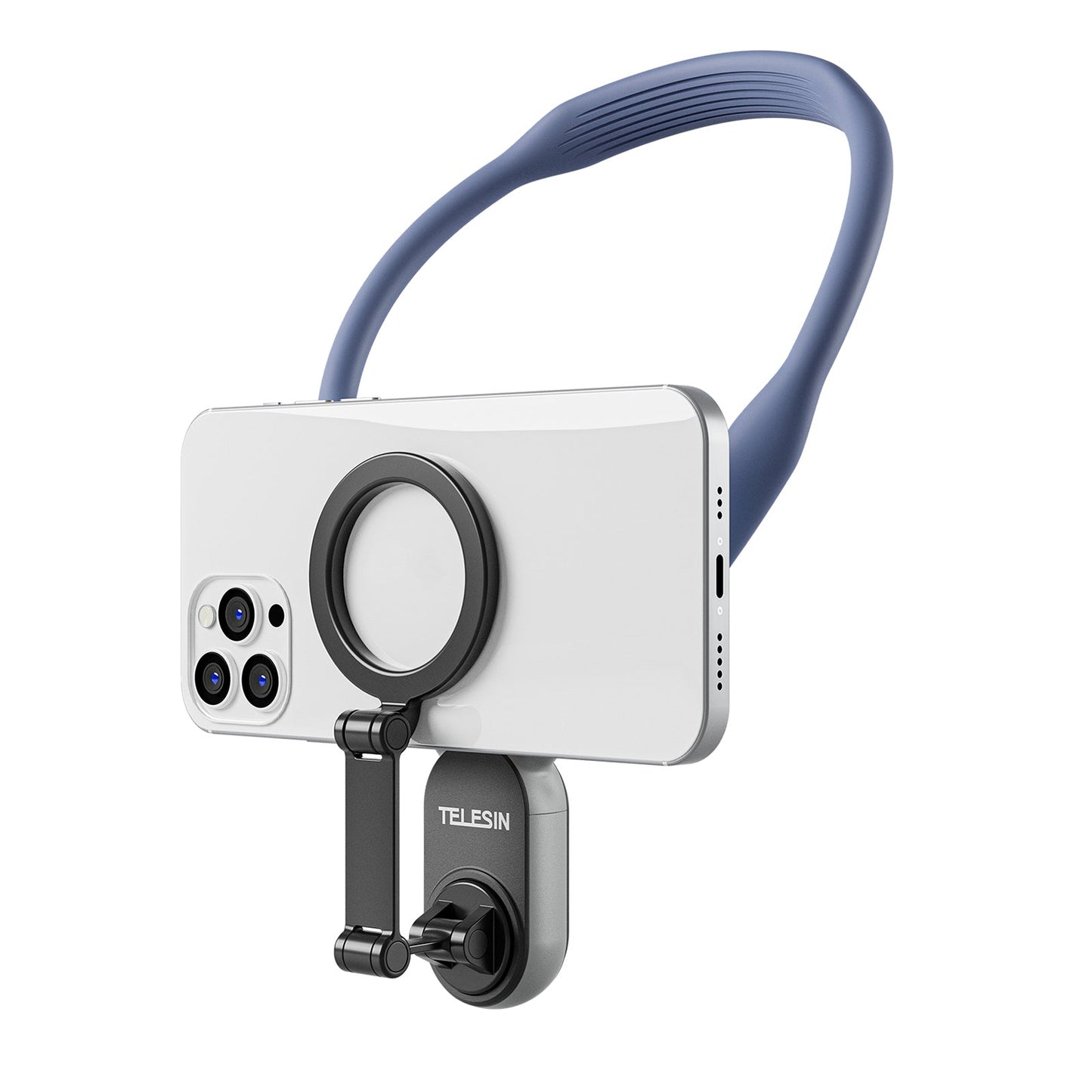 Supporto magnetico per collo con sgancio rapido e assorbimento degli urti per telefono cellulare