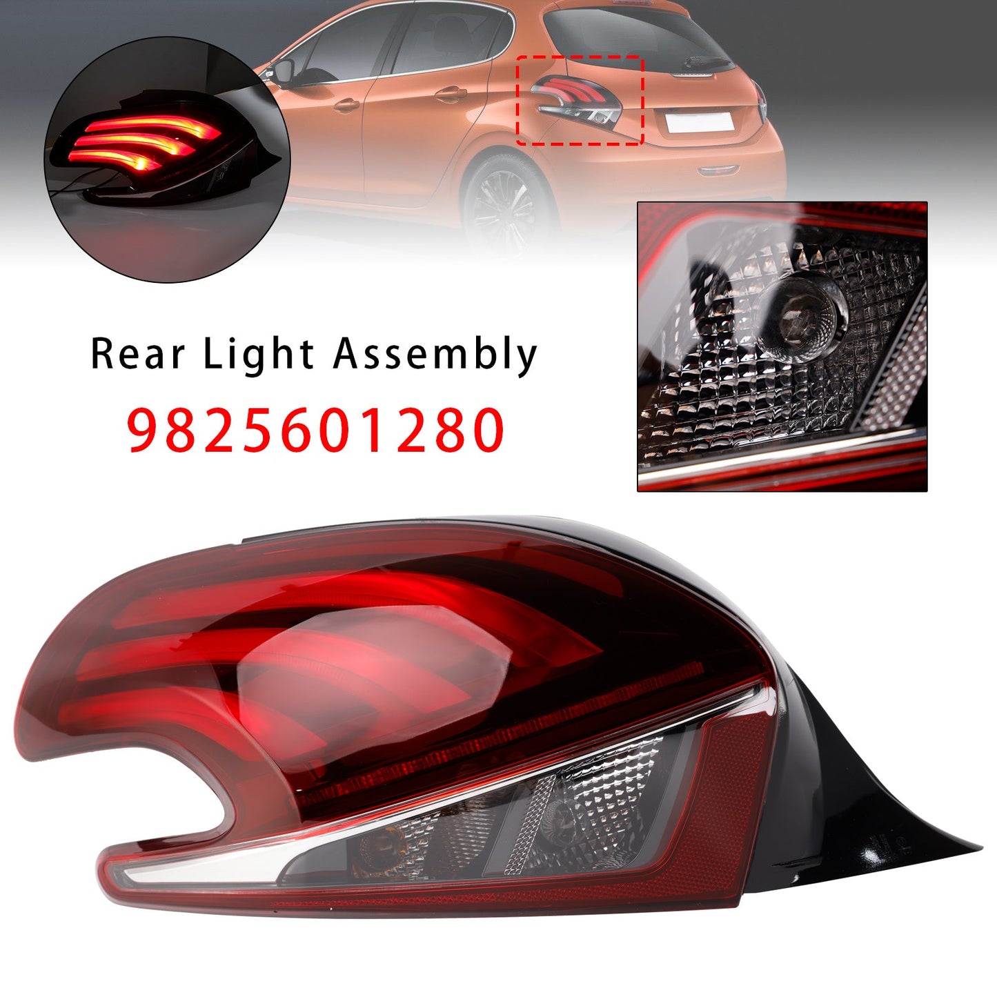 Fanale posteriore sinistro a LED per Peugeot 208 (modelli restyling, 2015-2019) codice 9825601280.