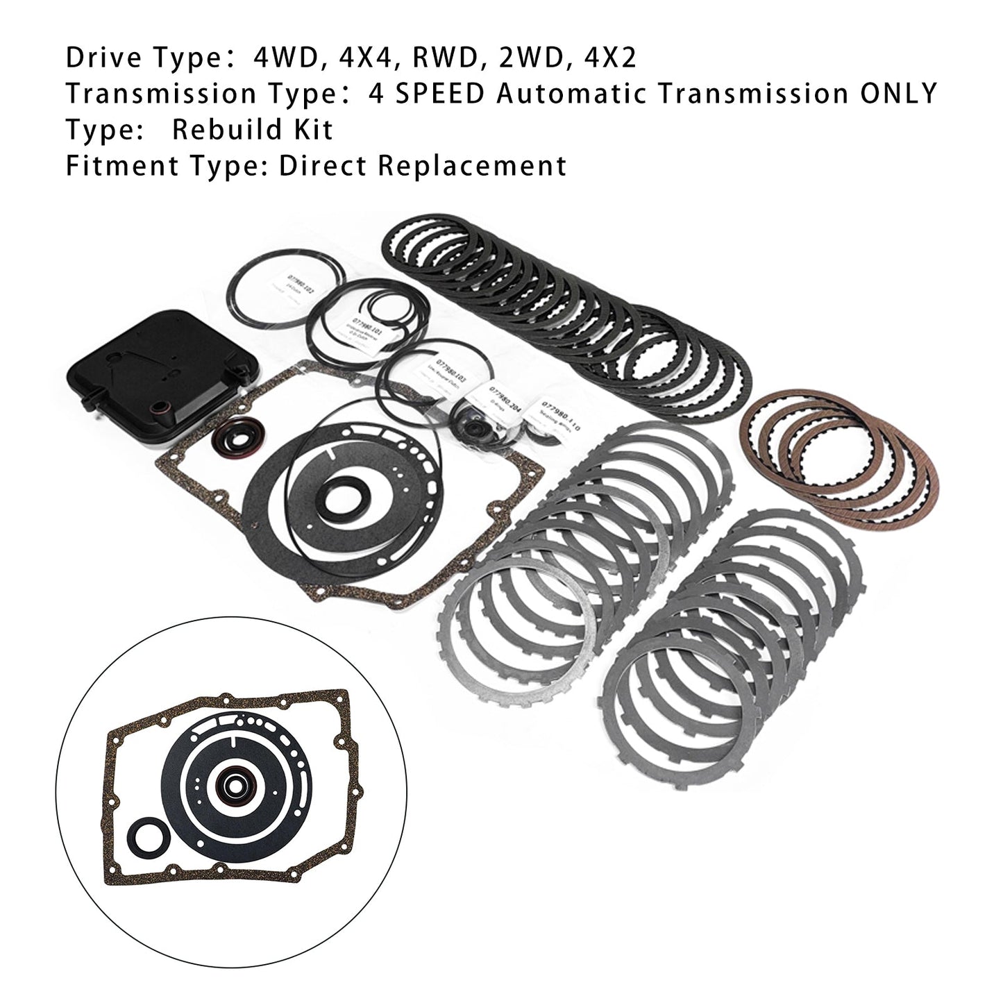 Kit di ricostruzione Super Master per trasmissione 42RLE 03-UP, guarnizioni filtro, boccole e piastre