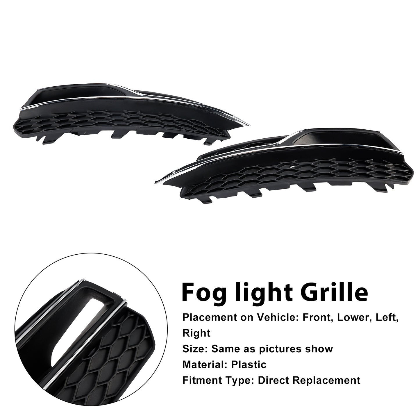 Front Lower Fog Light Cover Grill Grille Per AUDI A3 S3 S-Line 2013-2016