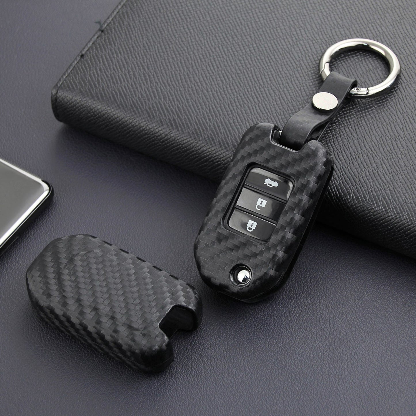 Custodia in similpelle e silicone per chiave auto con fibbia per Honda Accord