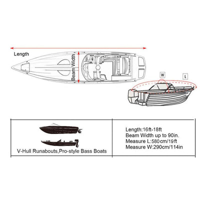 Copertura impermeabile universale per barche 16-18Ft 210D nera per barche Rt175 del ranger