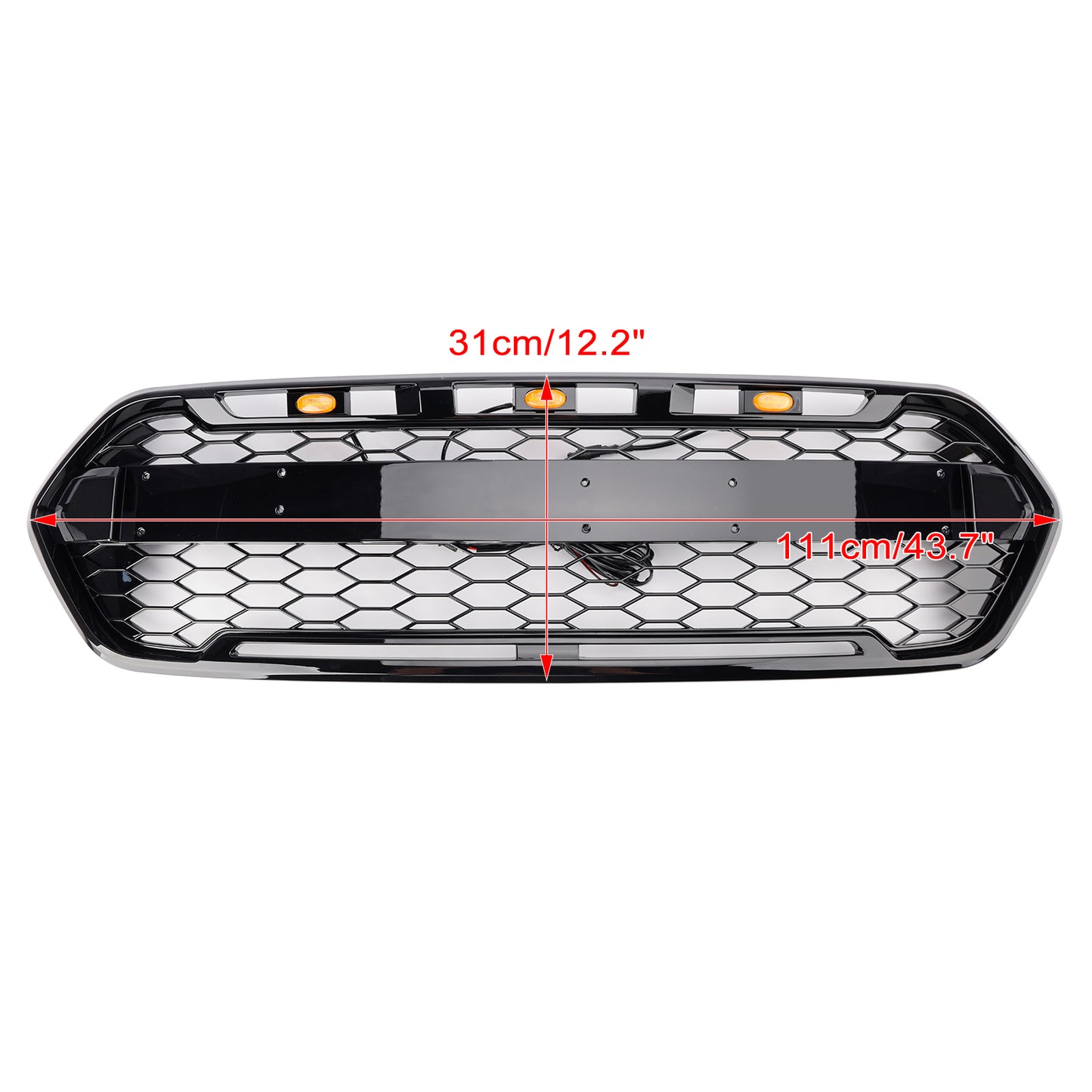 Griglia del paraurti anteriore nero lucido per Ford Transit personalizzato Trail 2018-2023 con 3LED