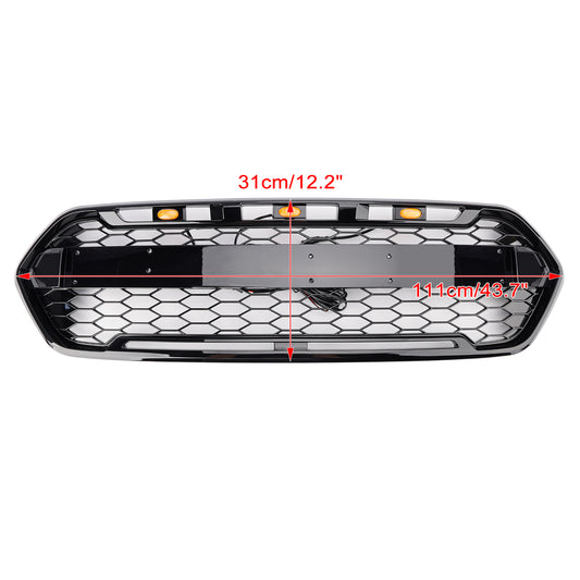 Griglia del paraurti anteriore nero lucido per Ford Transit personalizzato Trail 2018-2023 con 3LED