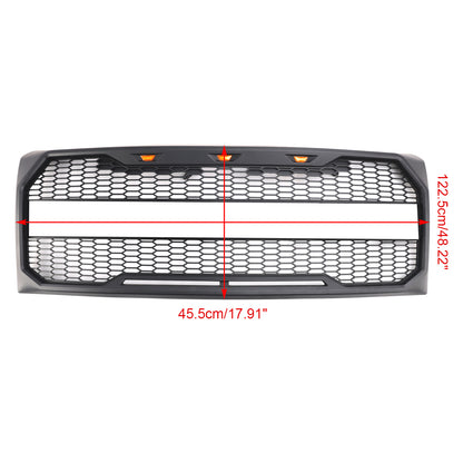 Grill per paraurti anteriore in stile Raptor con LED per Ford F150 2009-2014 Nero