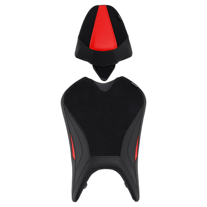 Kit sella conducente e passeggero Rs 457 per Aprilia RS457 2024-2025, cuscino in PU rosso.