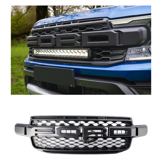 Nera Griglia paraurti anteriore con luce LED bianca a logo Per Ford anger Everest Next Gen T9 2023 2024