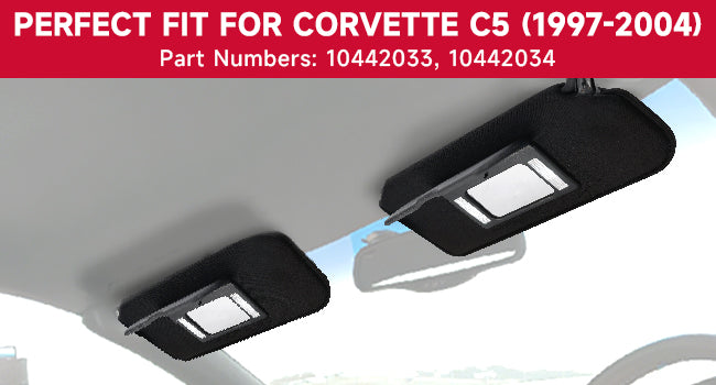 1997-2004 Corvette C5 10442033 10442034 Visiera parasole specchietto di cortesia Coppia di alette parasole nere ombreggiate