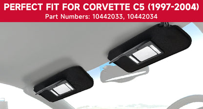 1997-2004 Corvette C5 10442033 10442034 Visiera parasole specchietto di cortesia Coppia di alette parasole nere ombreggiate