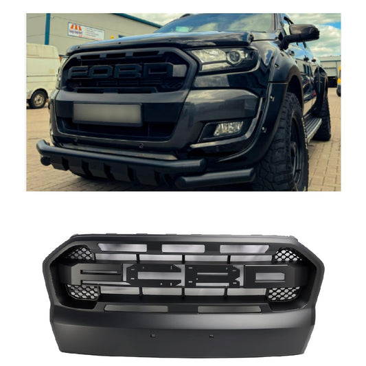 Griglia paraurti anteriore Matt Black Ford Ranger 2015-2019 T7 Stile Raptor