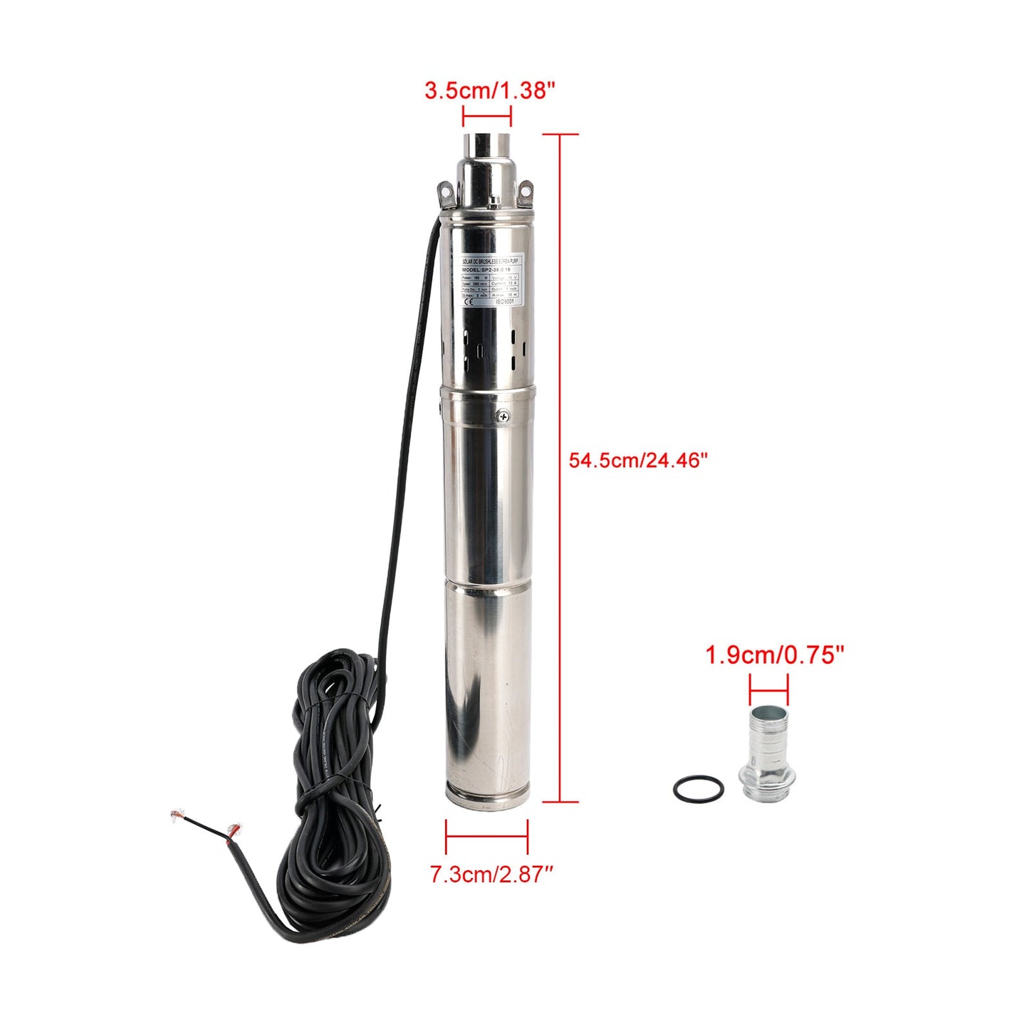 Pompa ad acqua sommergibile solare del foro del pozzo profondo di 3" 12V 150W MPPT incorporato