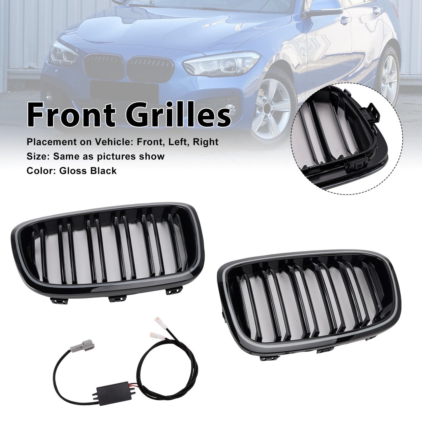 Griglia anteriore a doppio rene per paraurti BMW Serie 1 F20 F21 2012-2014 (2 pezzi) 551137239021