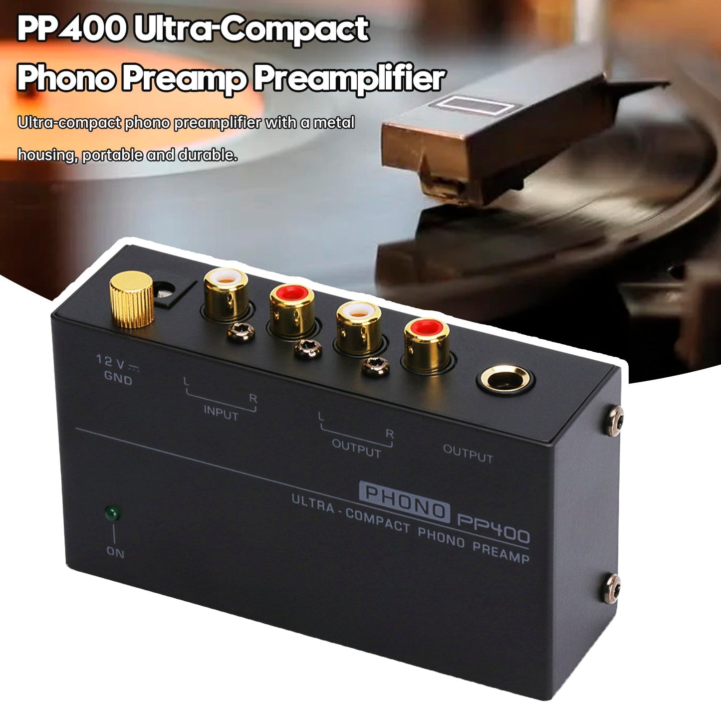 Preamplificatore Phono Ultra-Compatto PP400 con Supporto RCA da 1/4 di pollice Interfacce TRS Preamplificador Phono Preamp