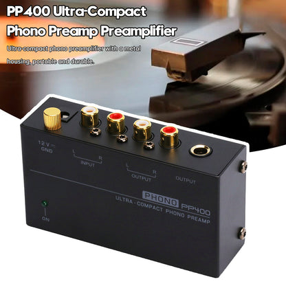 Preamplificatore Phono Ultra-Compatto PP400 con Supporto RCA da 1/4 di pollice Interfacce TRS Preamplificador Phono Preamp