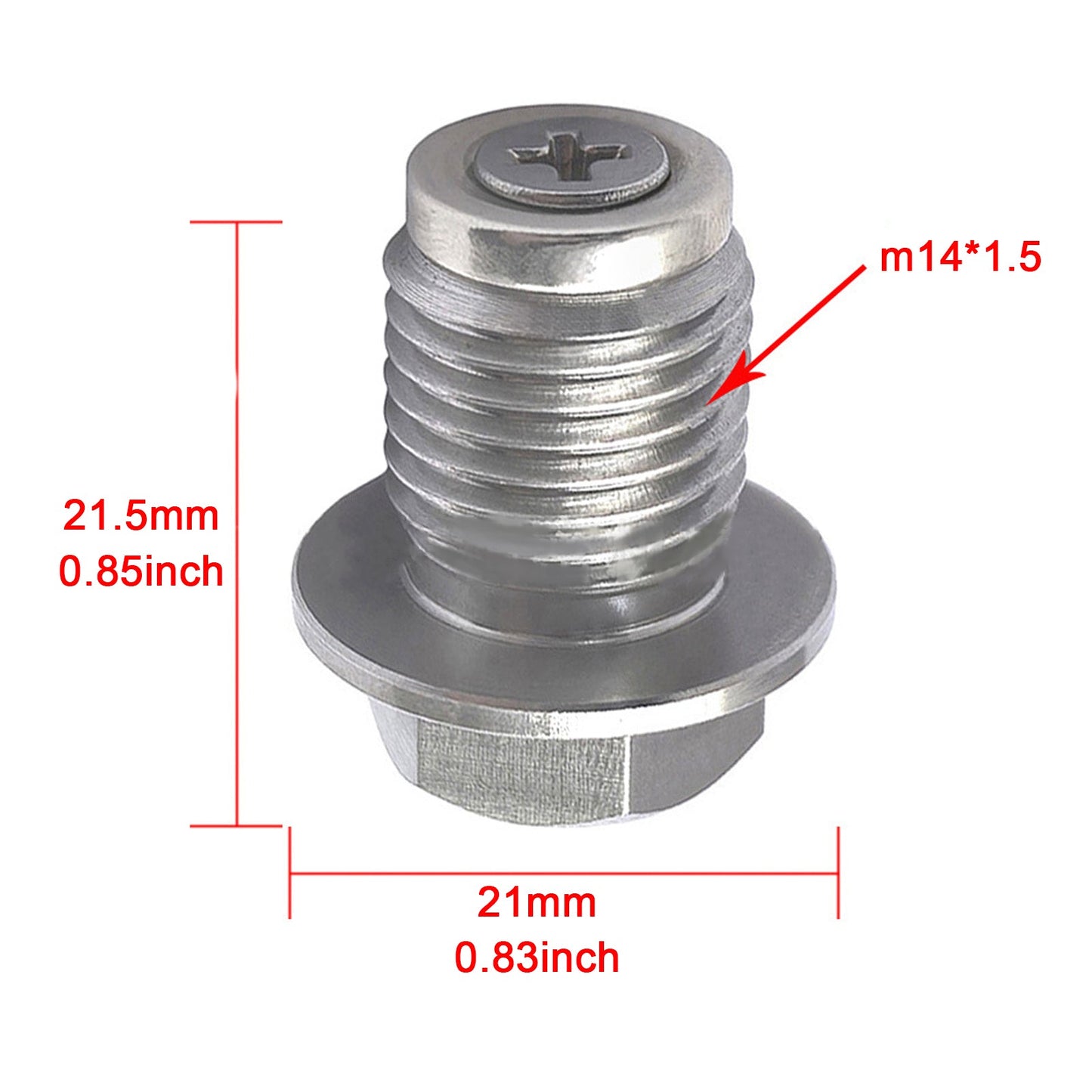 Tappo di scarico olio magnetico universale per motore auto M14x1.5 con vite e dado.