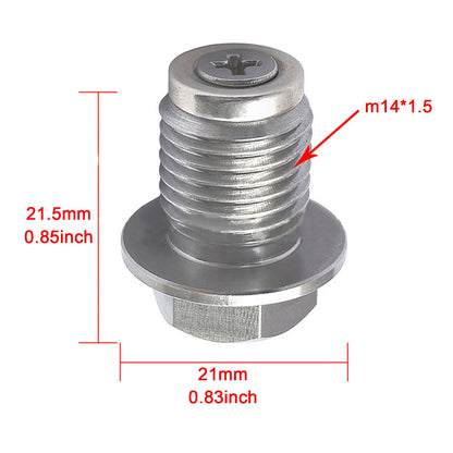 Tappo di scarico olio magnetico universale per motore auto M14x1.5 con vite e dado.