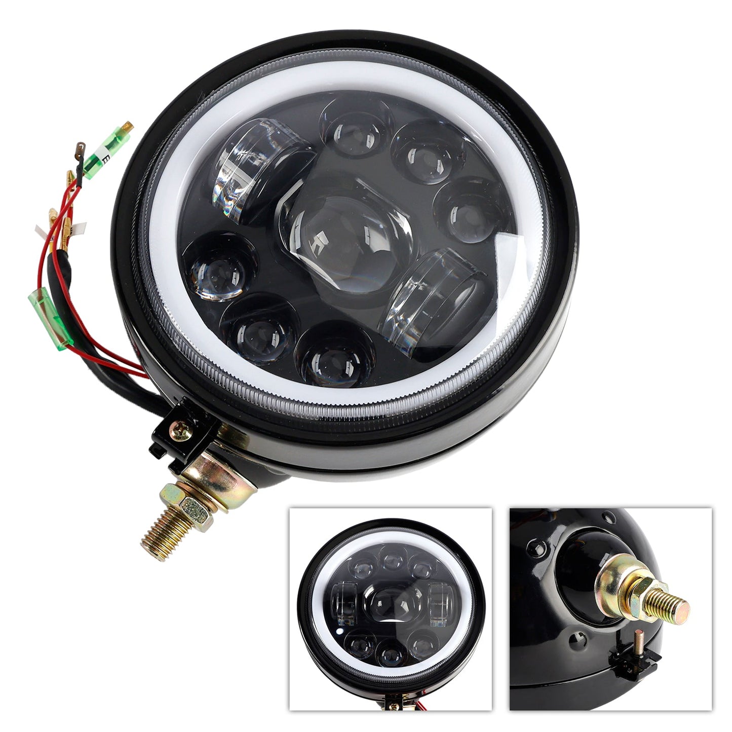 Faro fendinebbia a 9 lampadine personalizzato da 5,75"" nero per Bobber Chopper Racer