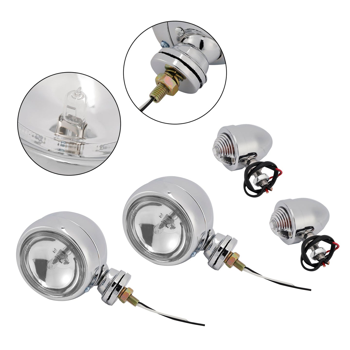 Faro fendinebbia cromato personalizzato per moto #D19 per Bobber Chopper da corsa