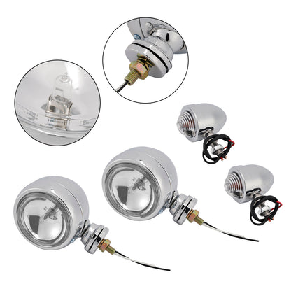 Faro fendinebbia cromato personalizzato per moto #D19 per Bobber Chopper da corsa