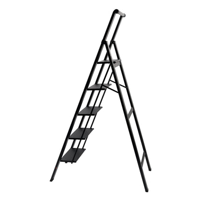 Scala a 5 gradini, sgabello pieghevole, scala in alluminio con pedale antiscivolo