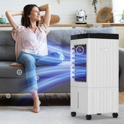 Condizionatore d'aria evaporativo portatile da 10 litri, raffrescatore evaporativo 3 in 1 con ventola e umidificatore con telecomando