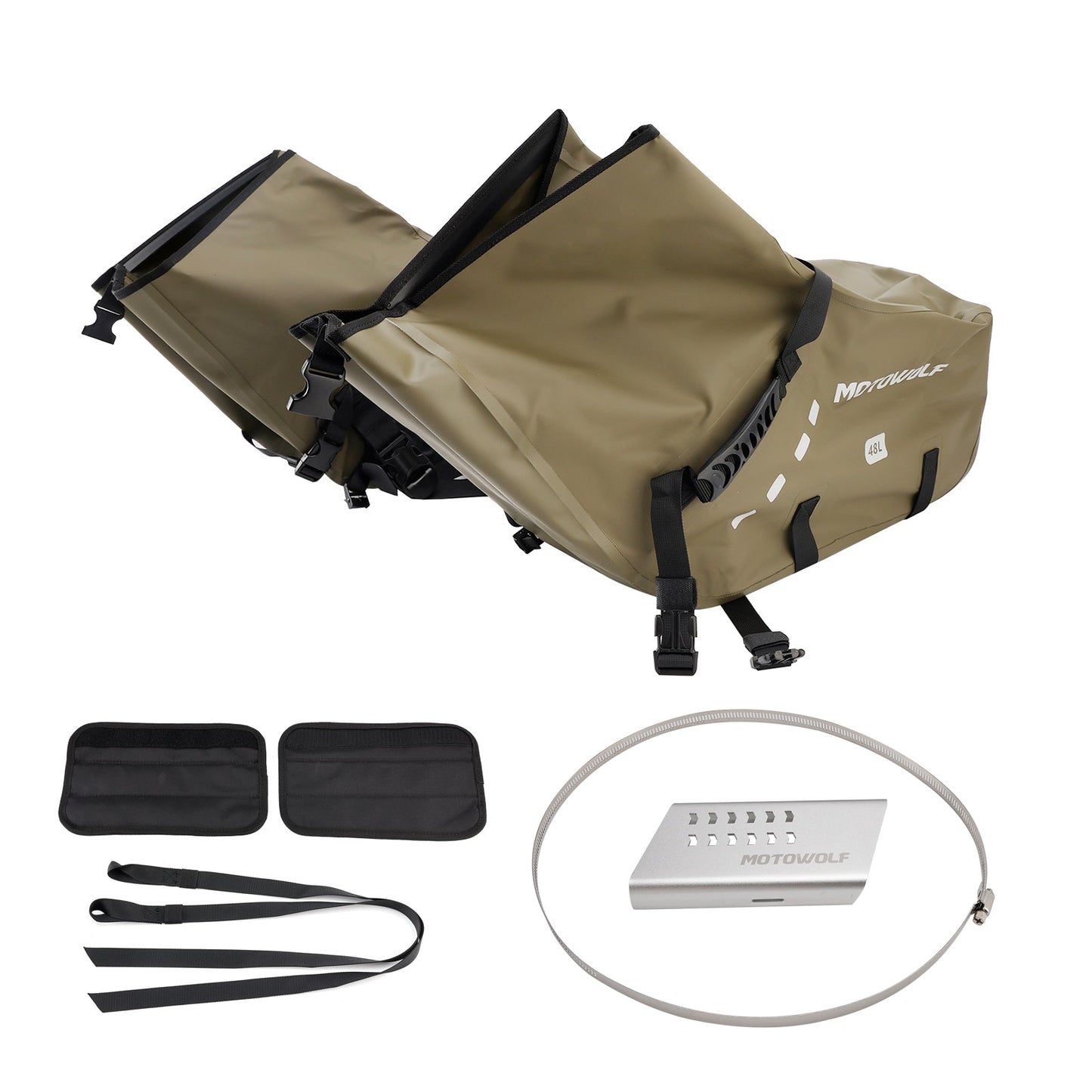 Borsa da sella laterale, colore abbinato, 86 l, verde, per scooter e moto.