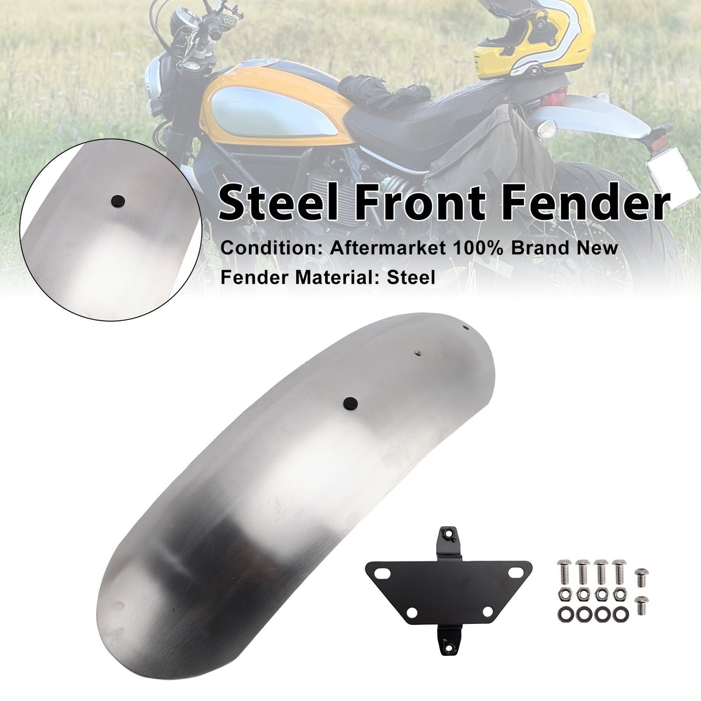 Parafango anteriore in acciaio per Ducati Scrambler 800 (Desert Sled/Nightshift/Full Throttle/Icon/Icon Dark/Urban Motard) 2015-2025