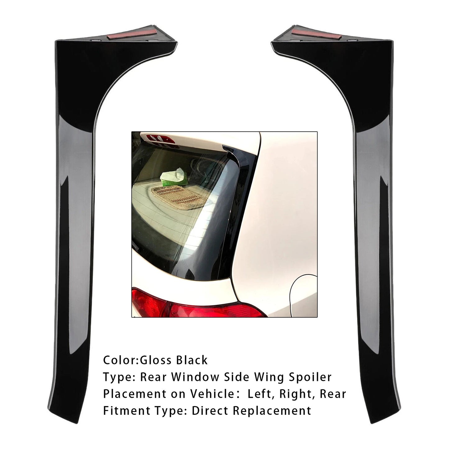 Spoiler laterali per lunotto posteriore nero lucido per VW Golf MK6 GTI 2008-2013