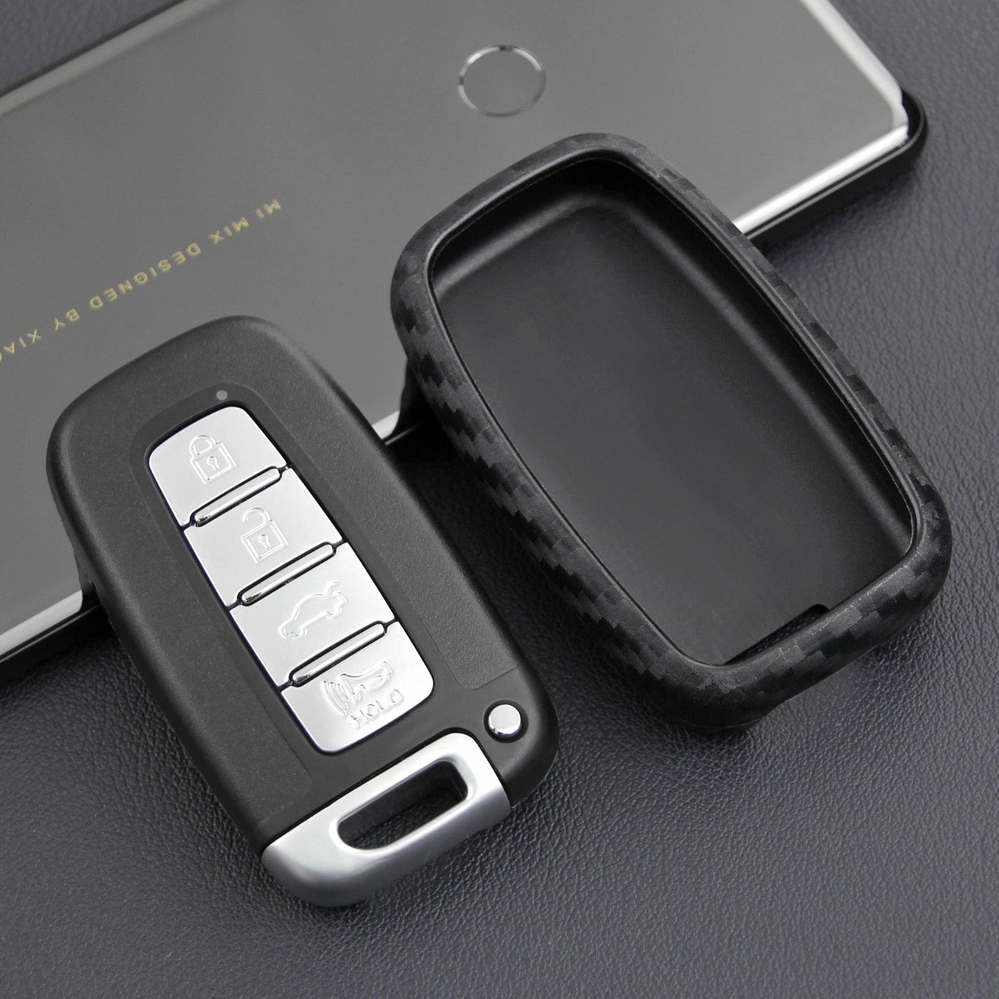 Custodia in pelle e silicone per chiave auto con fibbia per Hyundai e Smart (vecchie e vecchie)