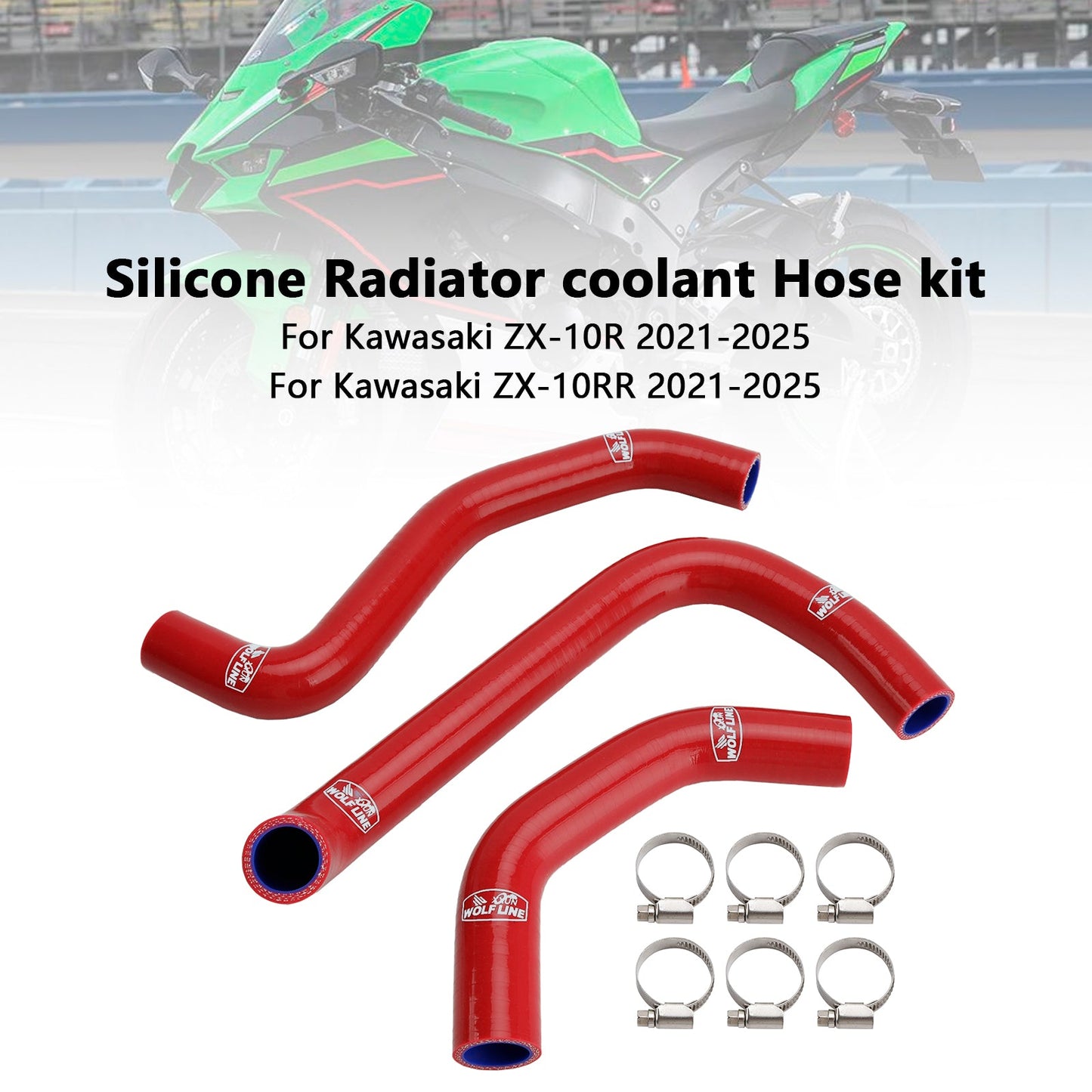 Tubo flessibile del liquido di raffreddamento del radiatore in silicone Kawasaki ZX10R ZX-10RR 2021-2025