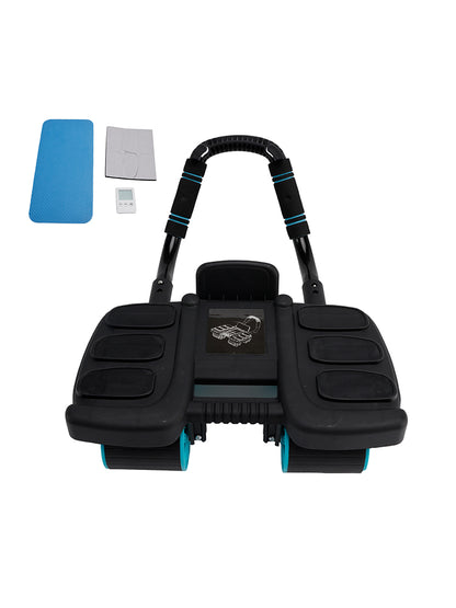 Attrezzatura portatile per palestra domestica Ruota addominale nera con rimbalzo automatico con supporto per gomito e stabilità su 4 ruote - Include timer Perfect Core Trainer per uomini e donne