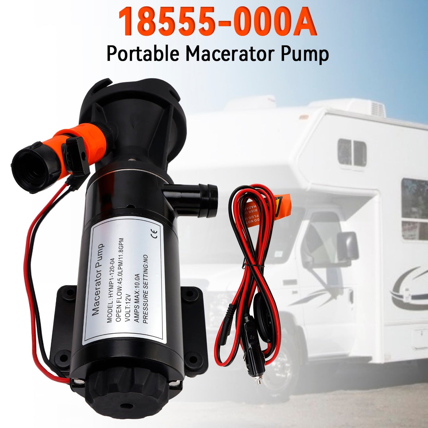 Pompa di scarico portatile per trituratore 18555-000A per camper RV 12V DC