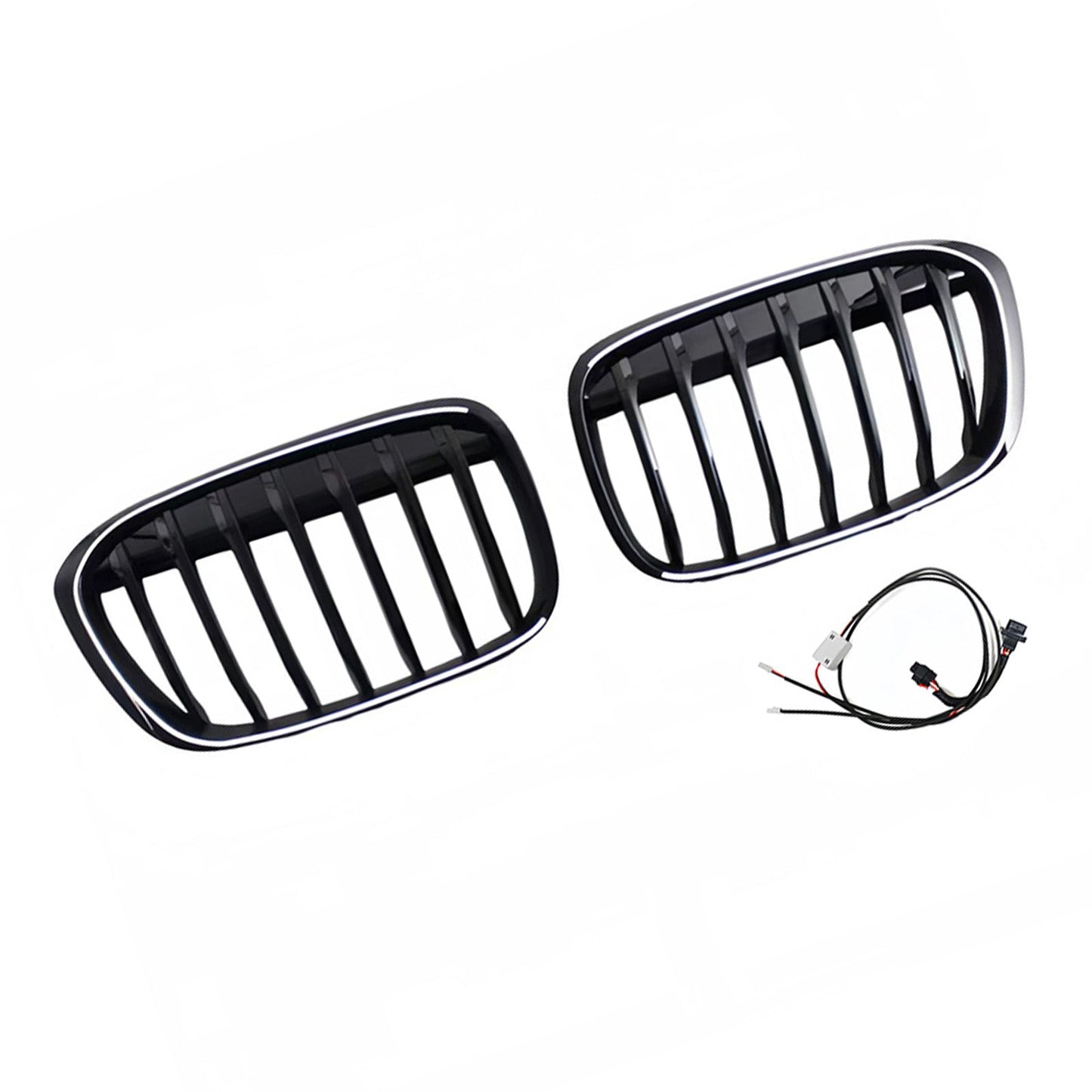 Griglia anteriore a doppio rene nera lucida, compatibile con BMW X1 F48 F49 2016-2019 (2 pezzi).