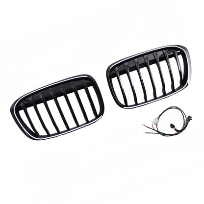 Griglia anteriore a doppio rene nera lucida, compatibile con BMW X1 F48 F49 2016-2019 (2 pezzi).