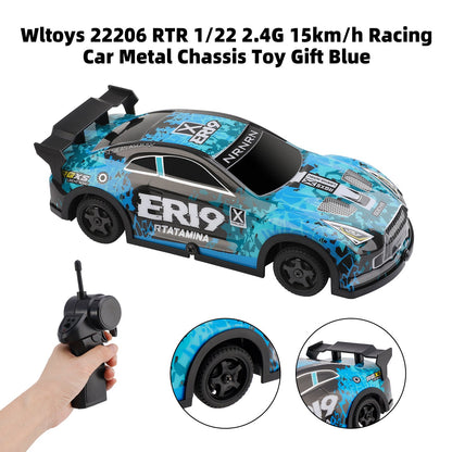 Wltoys 22206 RTR 1/22 2.4G 15km/h Auto da corsa con telaio in metallo Giocattolo regalo Blu
