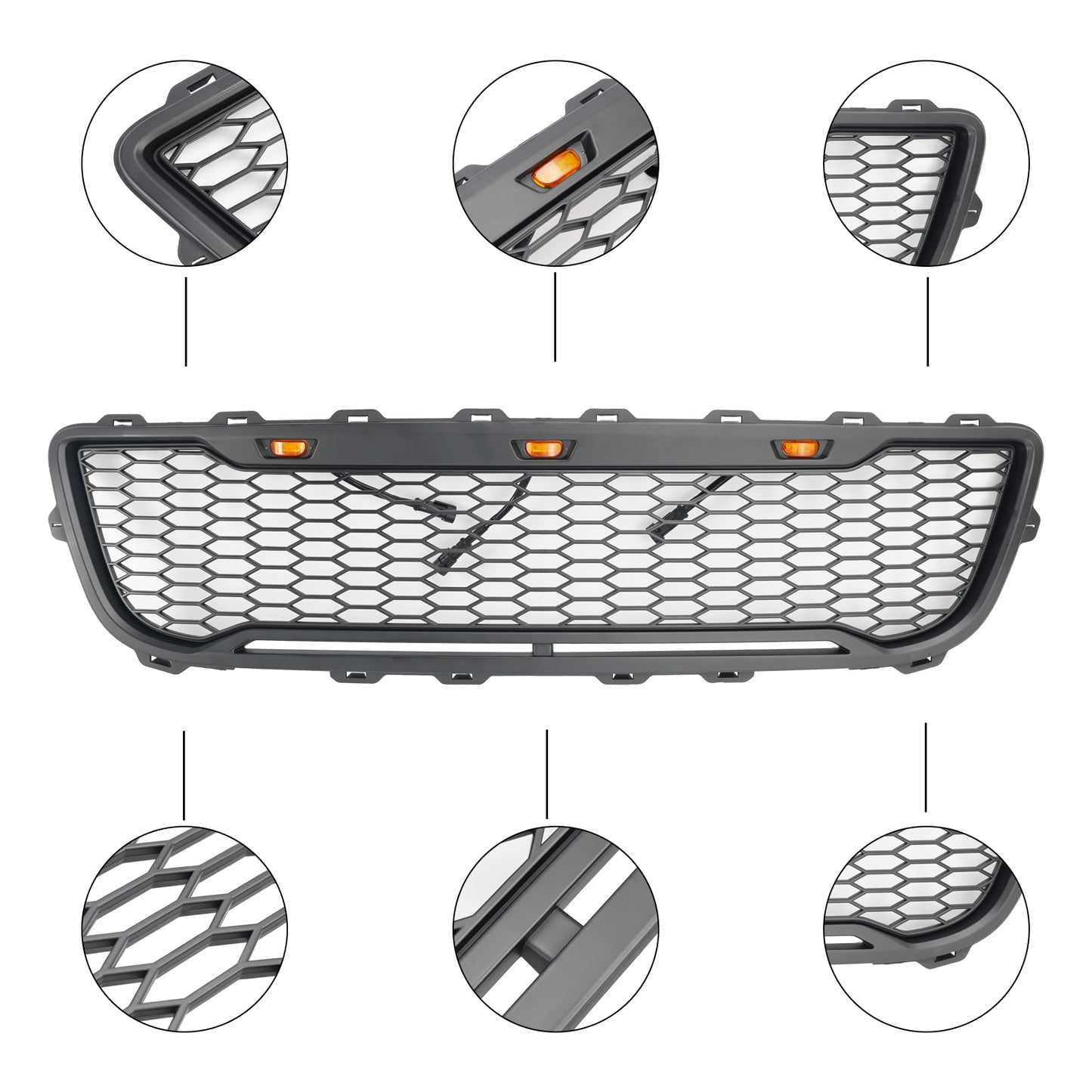 1999-2003 Ford F150 Griglia per paraurti anteriore a nido d'ape nera opaca con LED