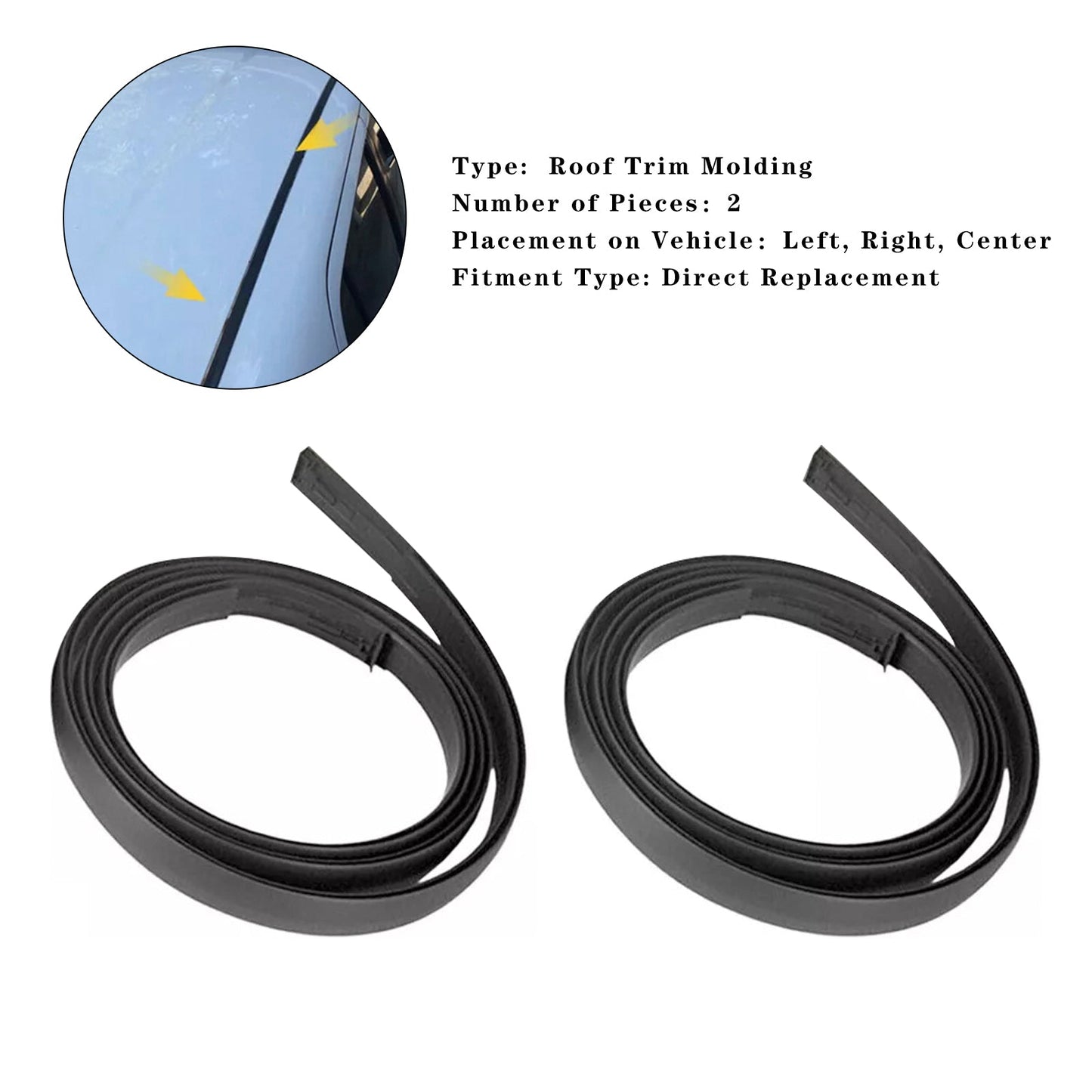 Modanatura per gocciolatoio del tetto Scion xB 2008-2015, lato destro e sinistro, in gomma, 2 pezzi
