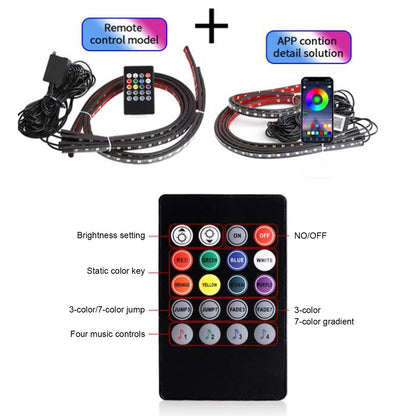 4 pezzi di luce LED per telaio modificata con luce ambientale fantasy APP + telecomando 60 cm * 2 + 90 cm * 2