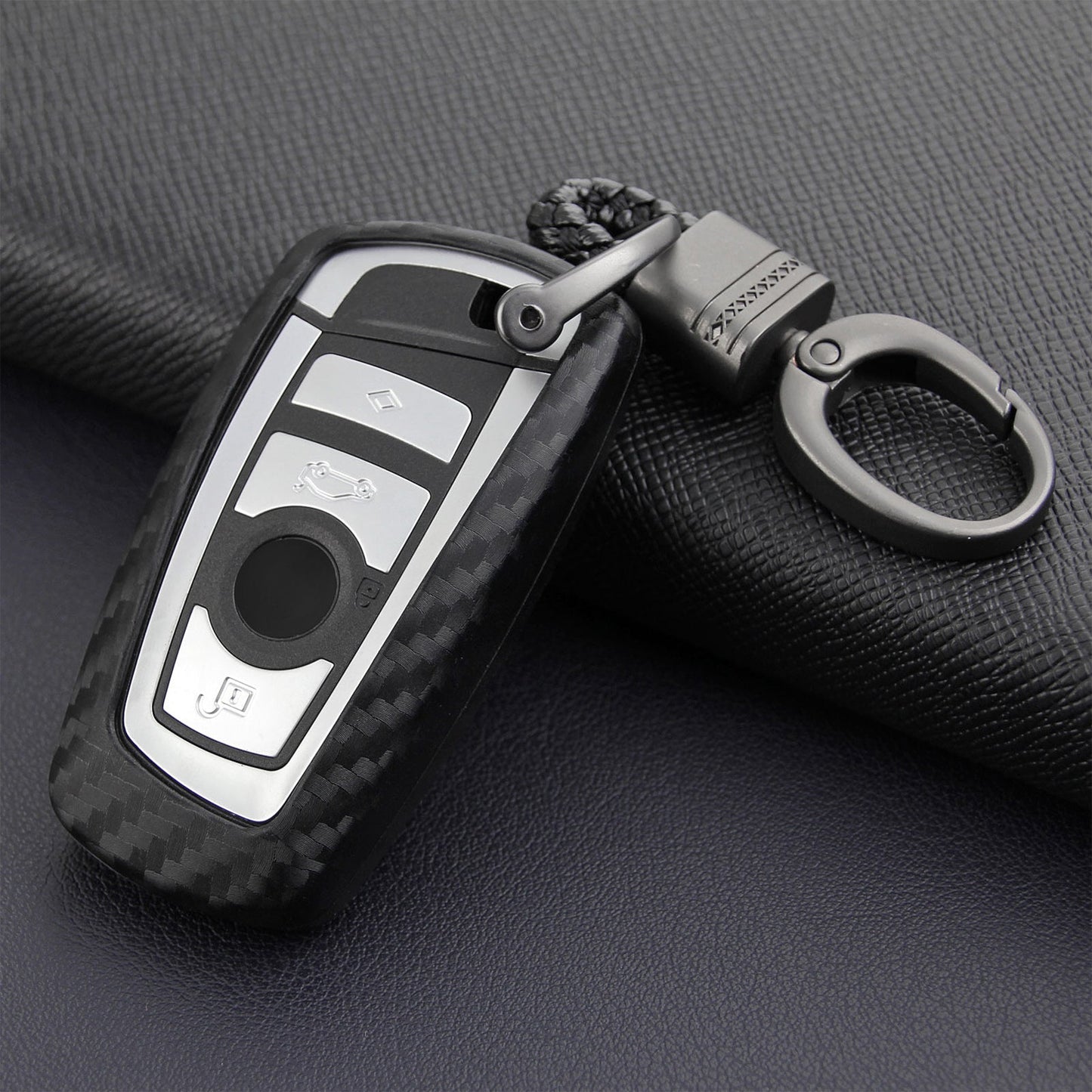 Custodia in pelle e silicone per chiave auto con fibbia per BMW Square